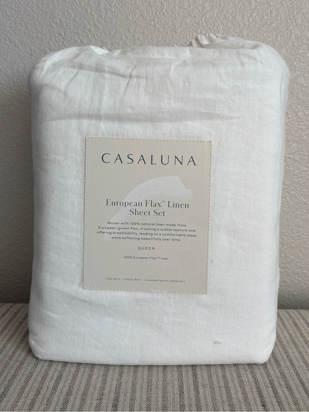 NWT Queen 100% Linen Sheet Set White - Casaluna